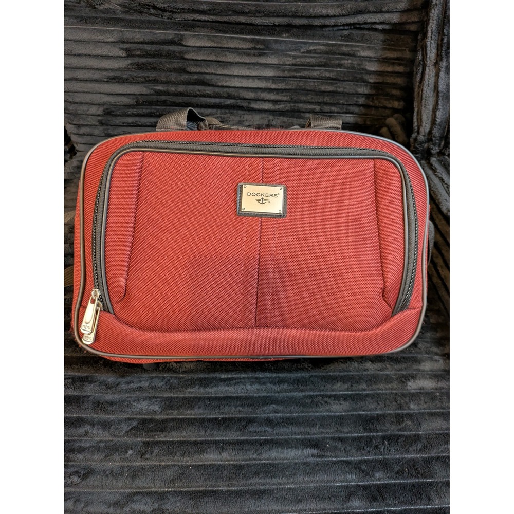 Dockers Red Canvas Travel Duffel Bag Carry On Weekend Gym Bag with Strap